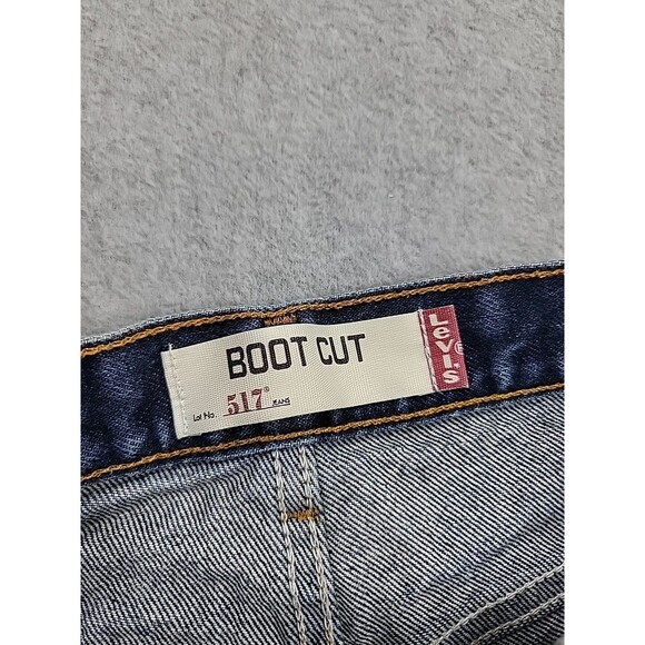 Vintage Levis 517 Denim Shorts Jorts Mens 32x12 High Blue Distressed Cut - Picture 8 of 13